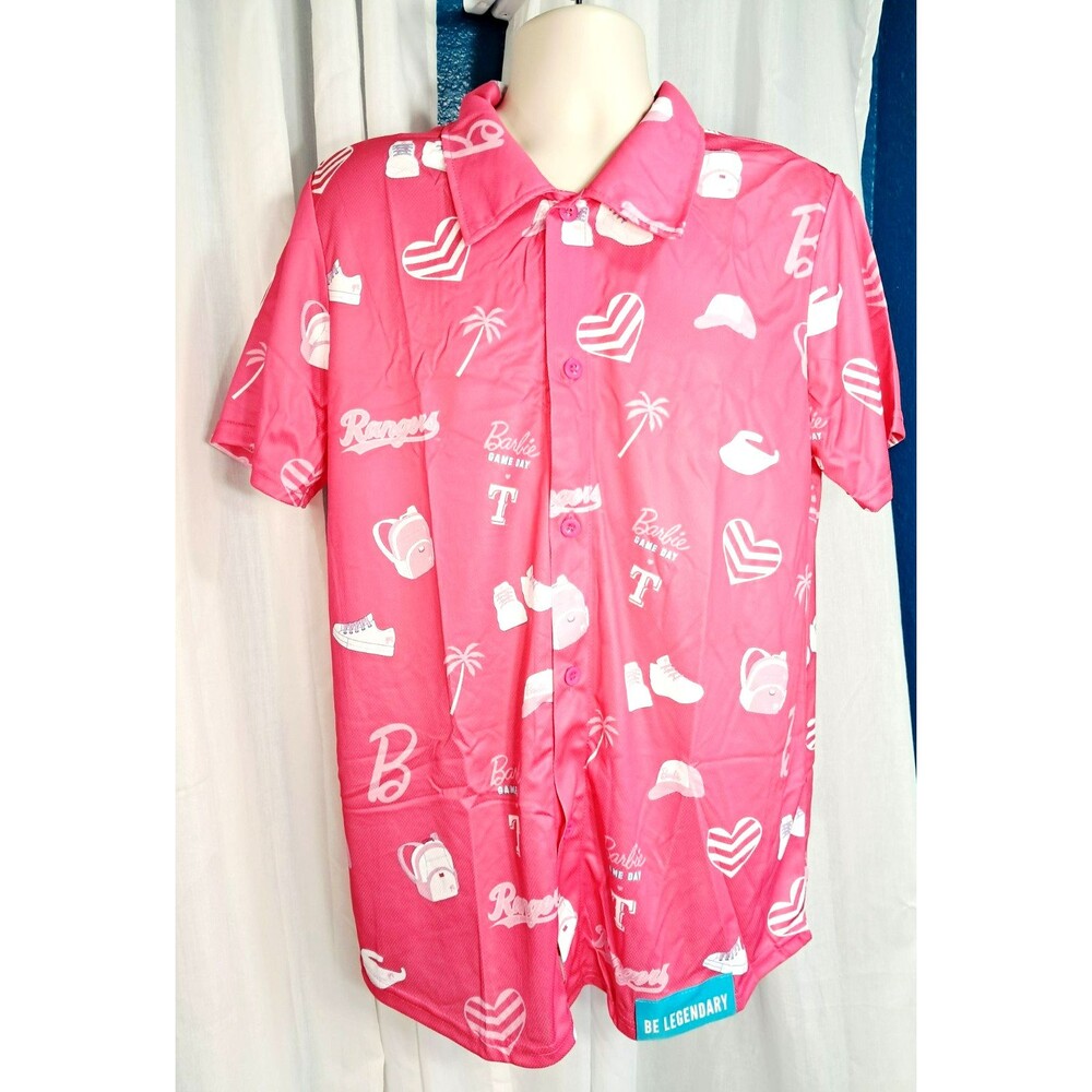 Texas Rangers Barbie Hawaiian Shirt Theme Night 5/30 Size Large